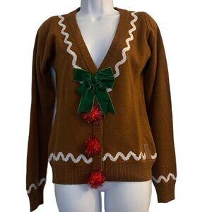Tipsy Elves Tan Gingerbread Christmas Sweater, Small